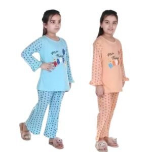 girls-printed-nightsuit-set-full-sleeve-top-with-pyjama-pack-of-2-blue-and-peach