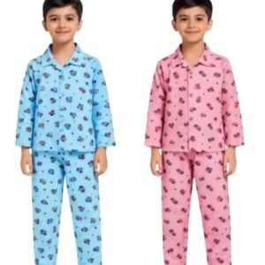 kids-printed-night-suit-set-full-sleeve-shirt-with-pyjama-blue-and-pink-pack-of-2