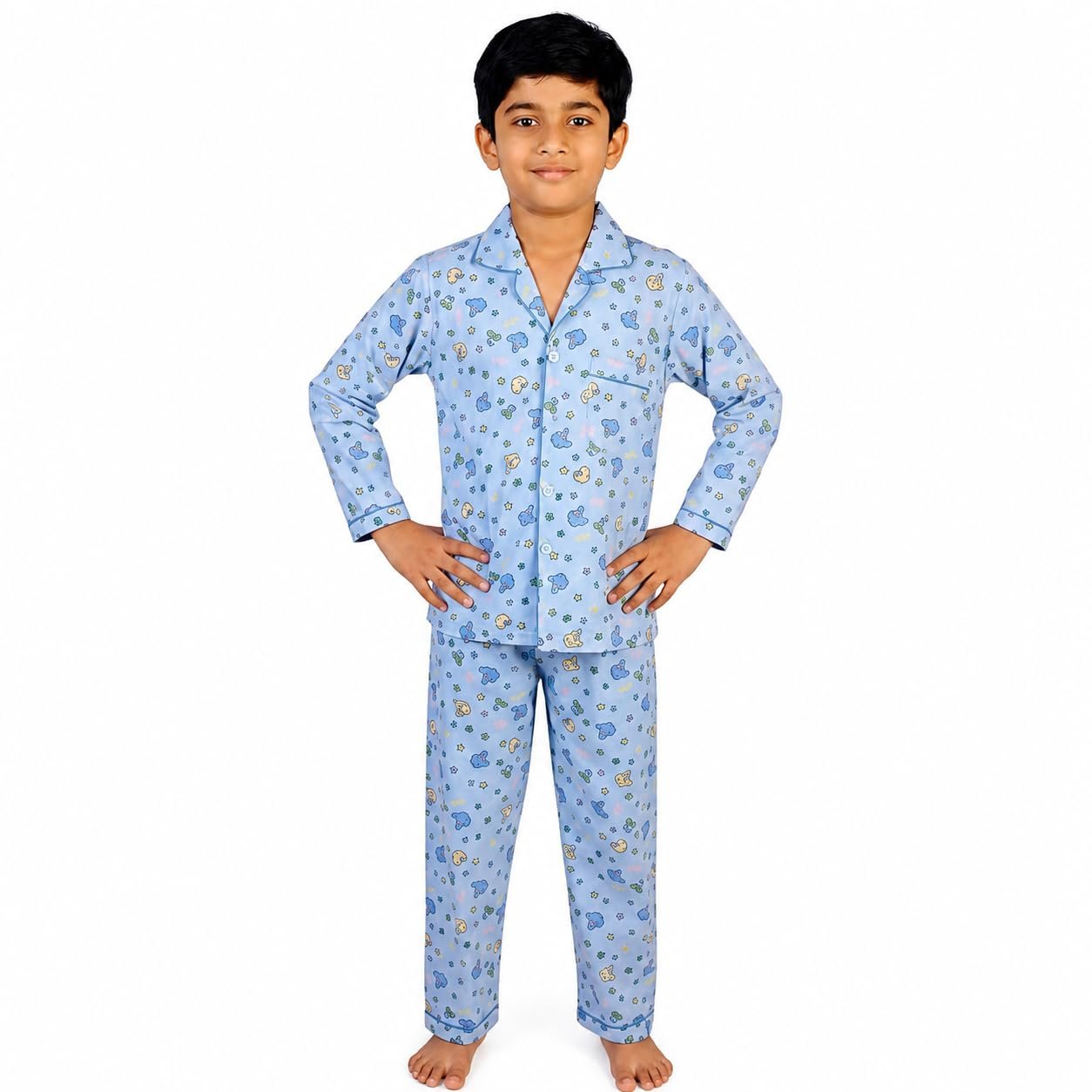 Kids Nightwear Set | Printed Cotton Full Sleeve Night Suit with Pajama for Boys & Girls | Sleepwear and Homewear