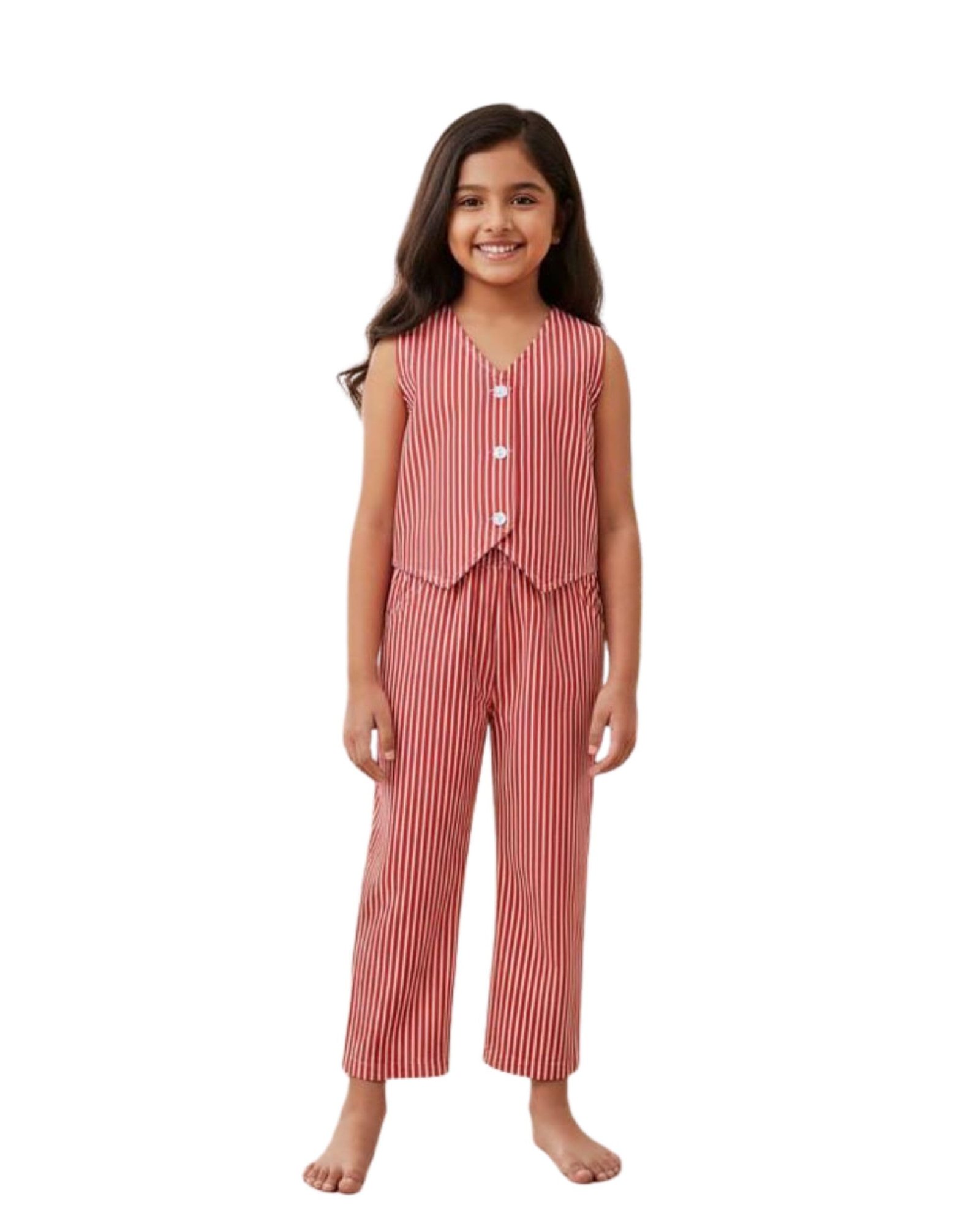 Girls Cotton Blend  Sleeveless Soft Comfortable Casual  Wear Outfit Kids-S