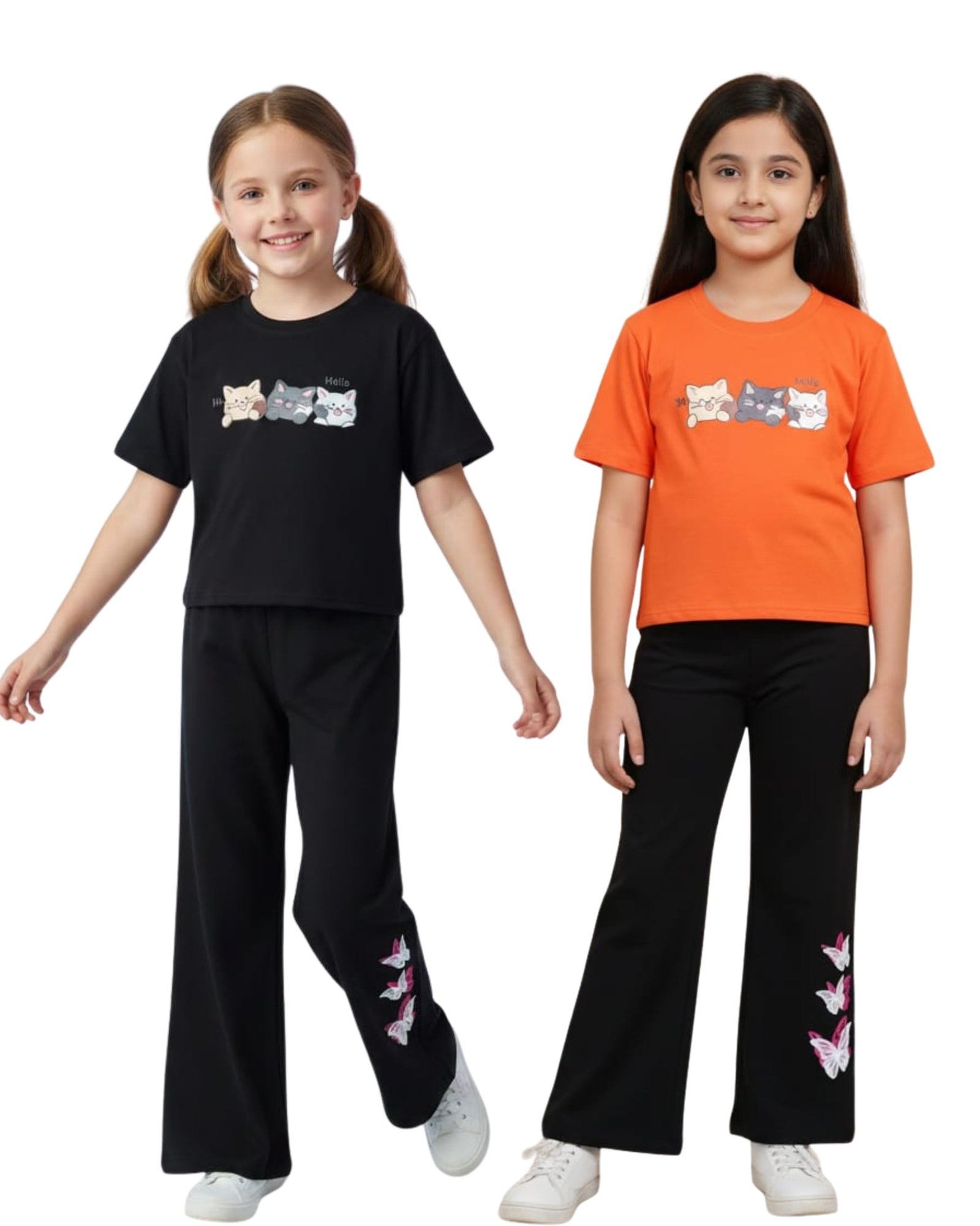 Girls 2-Piece Burgundy Red Co-Ord Outfit Set | Cute Tree of Life T-Shirt and Wide Leg Butterfly Pants Combo | Soft Cotton Blend Casual Summer Playwear