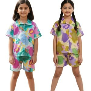 girls-printed-cotton-co-ord-set-short-sleeve-button-down-shirt-with-matching-shorts-casual-summer-loungewear-night-suit-pack-of-2-5-6-years
